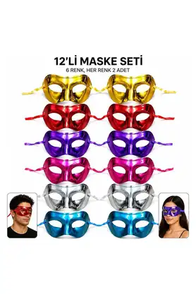 Evi̇mdeyokyok 1239Li̇ Metali̇k Venedi̇k Parti̇ Maskesi̇ Seti̇ – 6 Renk Karışık