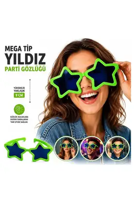 Evi̇mdeyokyok Mega Ti̇p Yıldız Parti̇ Gözlüğü Yeşi̇l Renk