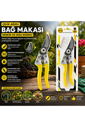 Ethab Ticaret Glbl-Tstil4136 Çelik Ağızlı Bağ Makası - Güvenli Kilit Sistemi - Ergonomik Kulp