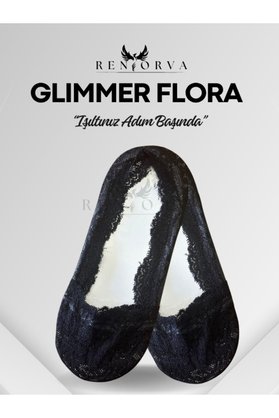 Renorva Glimmer Flora - Şık Dantel Detaylı, Görünmez Babet Ve Loafer Çorabı