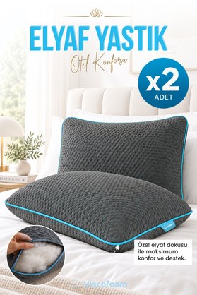Viscofoam 2 Adet Dark Blue Comfort Elyaf Yastık 60x40 cm - Gri