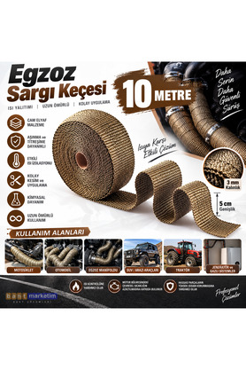 Evi̇mdeyokyok Egzoz Yanmaz Sargı Keçesi̇ Egzoz Sargı Bandı Yanmaz Sargı Keçesi̇ 10 Metre Kahverengi̇
