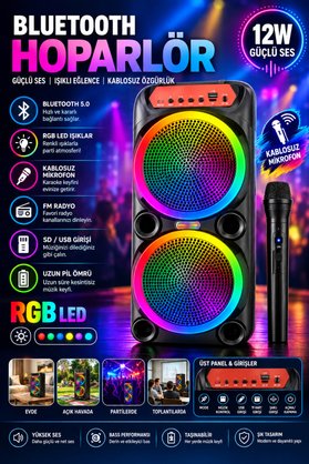 nextbuy Büyük Boy Party Box Bluetooth Hoparlör Taşınabilir Şarjlı Kablosuz Karaoke Mikrofonlu Ses Sistemi