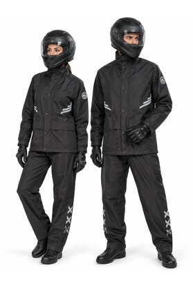 Motokit Siyah Oxford Kumaş Motosiklet Yağmurluk Takımı - Su Geçirmez Hafif ve Dayanıklı