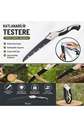 Go İthalat 53 Cm Katlanır Pelikan Testere, Büyük Boy, El Testeresi, Katlanabilir Budama Ve Kesim Testeresi, Kam