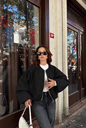 Nika Fashion Kadın Kaşe Kumaş Bomber Ceket