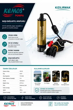 Kemos Kızılırmak 12 Volt Mazot Aktarma Pompası