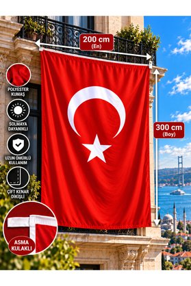 AKYILDIZ store Türk Bayrağı 200x300 cm – Raşel Kumaş Çift Dikiş