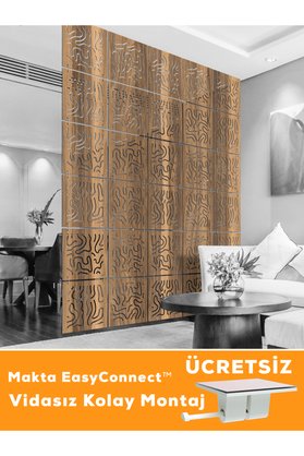 standarts Makta ® Modüler Sarkıt Paravan Ahşap Seperatör 4'lü Panel Levha Seti Makta EasyConnect ile Vidasız Kolay Montaj