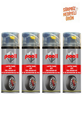 POOLL Lastik Tamir Kiti Lastik Tamir Spreyi 400 ML Otomobil Suv Motosiklet Lastik Tamir Kiti 4 Adet