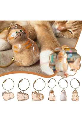 Ethab Ticaret Glbl-Tstil4136 Kedi Şeffaf Anı Anahtarlığı - Kedi Figürlü - Karışık Model