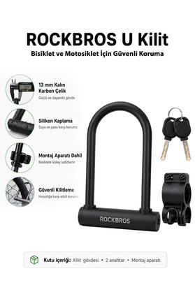 ROCKBROS Çelik U Bisiklet ve Motosiklet Kilidi 13 mm