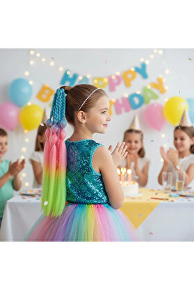 E Bulurum Balon Ve Düz Salaş Örgülü Lastikli At Kuyruğu - Acm20