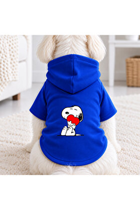 petite pati Mavi heart Baskili Köpek Kıyafeti Sweatshirt