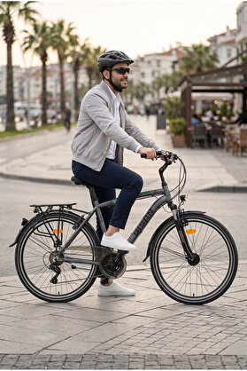 Bisan Comfortline 26 Jant Şehir Bisikleti 48 cm Alüminyum V-Fren Shimano 21 Vites Metalik Gri