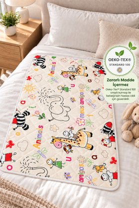 Mislina Home Bebek Bakım Örtüsü Alt Açma Pedi Yıkanabilir 50x70 Kapitone Sıvı Geçirmez Pamuklu Alez Safari