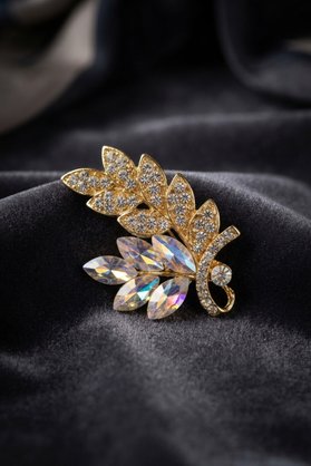 Ethab Giyim Gold Renk Zirkon Taşlı Başak Model Broş 5886 - Glst3280-7964