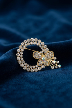 Ethab Giyim Detaylı Zirkon Taşlı Gold Renk Broş 5886 - Glst4541-8961