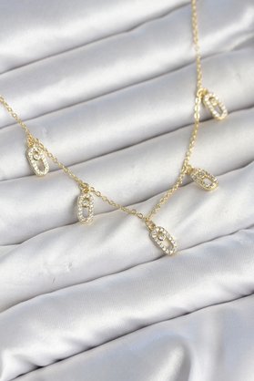 Ethab Giyim Pirinç Minimal Messika Model Zirkon Taşlı Kadın Kolye 5886 - Glst3016-5240