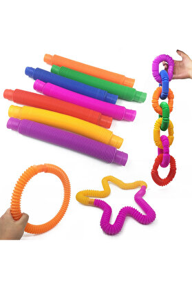 Ethab Ticaret Glbl-Tstil4136 Boru Oyuncak - 6 Lı Set - Rengarenk - Plastik