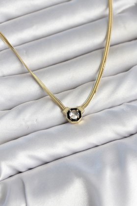 Ethab Giyim Ezme Yılan Zincir Model Zirkon Taşlı Vıp Seri Gold Renk Kadın Kolye 5886 - Glst7306-2909