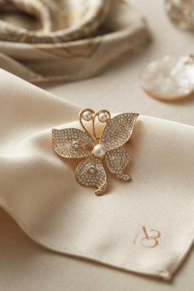 Ethab Giyim Zirkon Taşlı Gold Renk Model Broş 5886 - Glst1376-1385