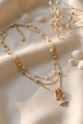 Ethab Giyim Gold Renk Pirinç Charmlı Model Kombin Kadın Kolye 5886 - Glst2442-3990