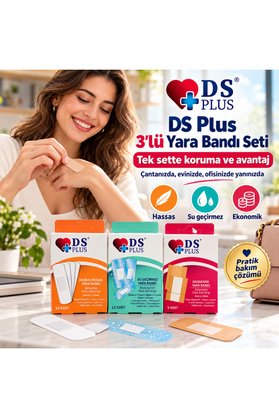 DS PLUS 3’lü Yara Bandı Seti – Hassas Su Geçirmez ve Ekonomik Yara Bandı