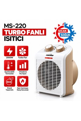 Go İthalat Sıcak - Soğuk Turbo Fanlı Isıtıcı 3 Kademe Hız Ayar 2000W Ms-220 () Glbl-Stl57839
