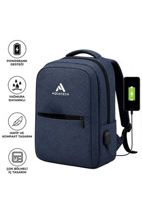 Go İthalat Lacivert Laptop Sırt Çantası, Bilgisayar Korumalı İç Bölmeli Notebook Çantası, Organizer Cepli Ve Us