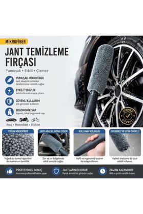 Go İthalat Mikrofiber Jant Temizleme Fırçası Yumuşak Çizmez Saplı Araba Motosiklet Lastik Yıkama Bakım Süngeri