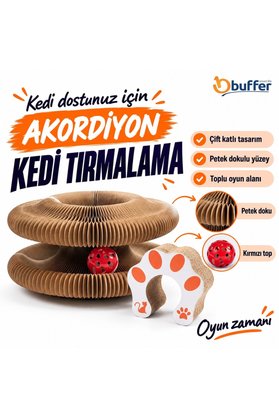 Go İthalat Akordiyon Karton Kedi Tırmalama Oyuncağı – Mıknatıslı Katlanabilir Etkileşimli Kedi Oyuncağı,Pençe T