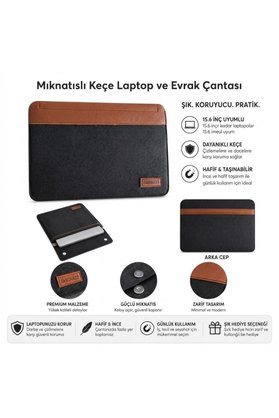 Go İthalat 15.6 İnç Mıknatıslı Keçe Laptop Ve Evrak Çantası, Notebook Bilgisayar Ve Dosya Taşıma Çantası () Glb