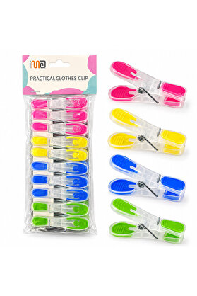 Go İthalat 10Pcs Renkli Silikon Ağız - Bas-Aç Şeffaf Plastik Mandal () Glbl-Stl57839