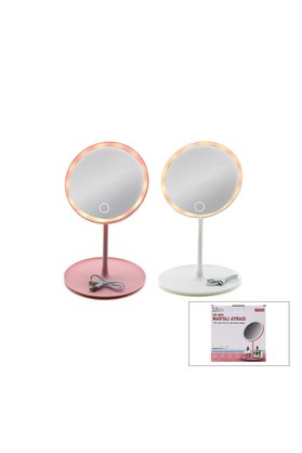 Go İthalat Yuvarlak 6.5 Inc Ledli - Usb Şarjlı Makyaj Aynası 90° Açı Ayarlı Takılı Ayak Renkli Pls İ11-016 () G