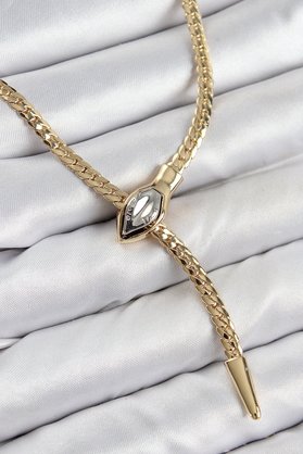Ethab Giyim Pirinç Asansörlü Yılan Model Gold Renk Kadın Kolye 5886 - Glst4244-7046
