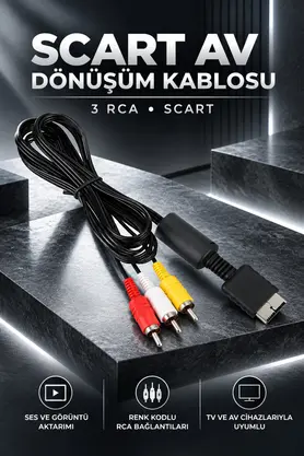 MVLH 3 RCA to Scart Av Ses ve Görüntü Kablosu - TV Lale Kablosu