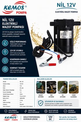 Kemos Nil Vakumlu 140 Watt 12 Volt ( Vdc) Mazot Pompası