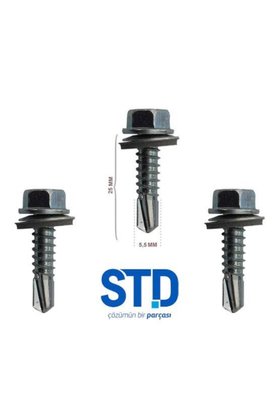 Selectron 5 5x25 mm Trapez Çatı Vidası 100 Adet + Bits Lokma Ucu