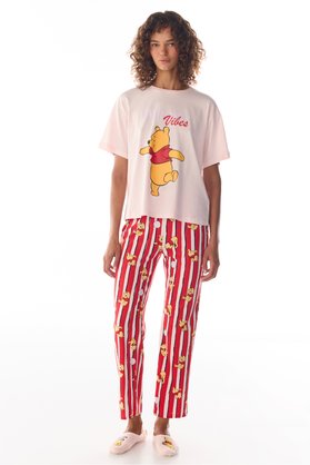 Penti Pembe Winnie The Pooh Monday Vibes Ayı Desenli Pantolon Kısa Kollu Pijama Takımı