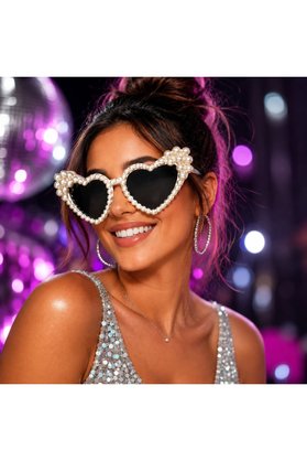 Evimdeyokyok After Party İnci Taşlı Kalp Gözlüğü