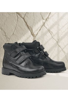 Ortopedikal Rakerplus Neson 9055-Sr Siyah Rugan % 100 Hakiki Deri Cırtlı Unisex Bebek Çocuk Bot