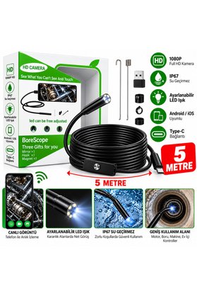 Go İthalat Hd 5 Metre- Su Geçirmez Yılan Kamera Ip67 Sertifikalı Led Işıklı Android Destekli () Glbl-Stl57839