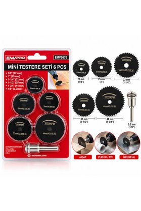 Go İthalat 6Pcs Mini Testere Set 7/8 Inc-22Mm - 1 Inc-25Mm - 1-1/4 Inc-32Mm - 1-1/2 Inc-35Mm - 1-3/4 Inc- 44Mm