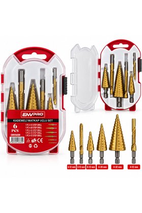 Go İthalat 6Pcs Matkap Uçlu Kademeli Set 4-12Mm - 4-20Mm - 4-32Mm - 3Mm - 6Mm - 8Mm () Glbl-Stl57839
