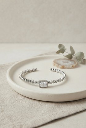 Evimdeyokyok Gümüş Renk Dorika Model Kare Zirkon Taşlı Kadın Bileklik Tj-Bb8859