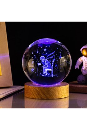 Evimdeyokyok Ahşap Altlıklı Renk Değiştiren Cam Küre Küçük Prens Rgb