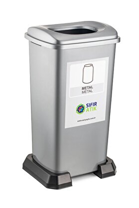 Kartem Sıfır Atık Çöp Kovası 70 Li̇tre Gri̇ Metal Atık