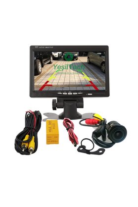 EXVOL 7 Inc Hd Araç Içi Monitör Park Kamerası Hediyeli Mesafe Çizgili 2 Kanal Girişli