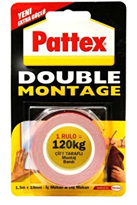 Pattex Çi̇ft Tataflı Montaj Bantı Ekstra Güçlü (19Mm X 1,5M)
